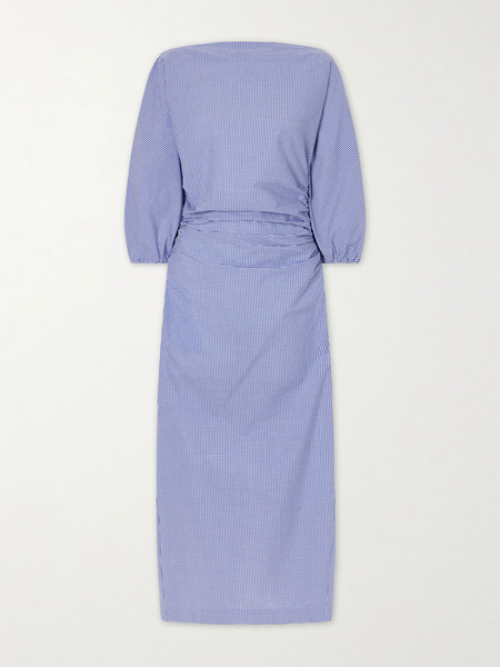  Bernadette Bernadette - Checked Cotton Midi Dress - Blue 