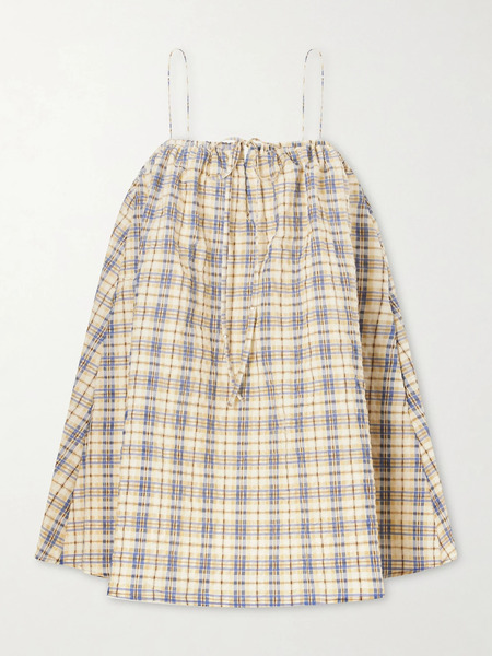  Bernadette Bernadette - Checked Seersucker Mini Dress - Beige 