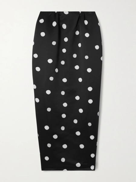 Bernadette Bernadette - Damian Polka-dot Duchesse-satin Maxi Skirt - Black 