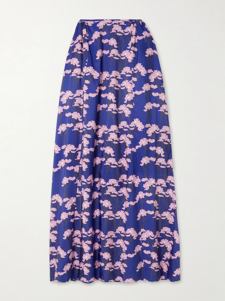  Bernadette Bernadette - Elle Floral-print Taffeta Maxi Skirt - Blue 