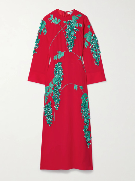  Bernadette Bernadette - Harry Embellished Embroidered Silk Crepe De Chine Midi Dress - Fr 36 