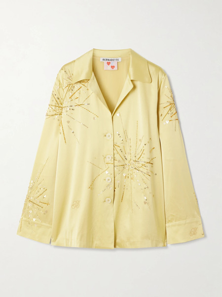  Bernadette Bernadette - Louis Embellished Silk-blend Satin Shirt - Gold 