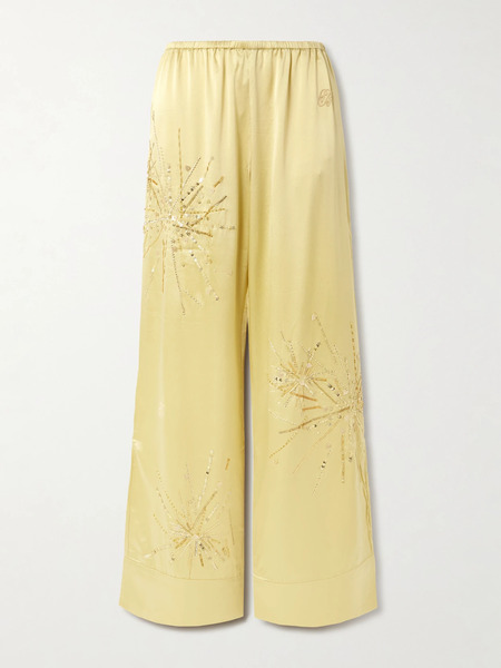  Bernadette Bernadette - Louis Embellished Silk-blend Satin Wide-leg Pants - Gold 