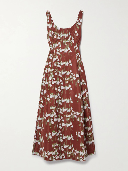  Bernadette Bernadette - Maudette Floral-print Taffeta Midi Dress - Brown 