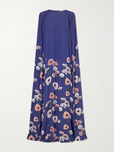  Bernadette Bernadette - Minnie Cape-effect Sequin-embellished Embroidered Crepe Gown - Purple 