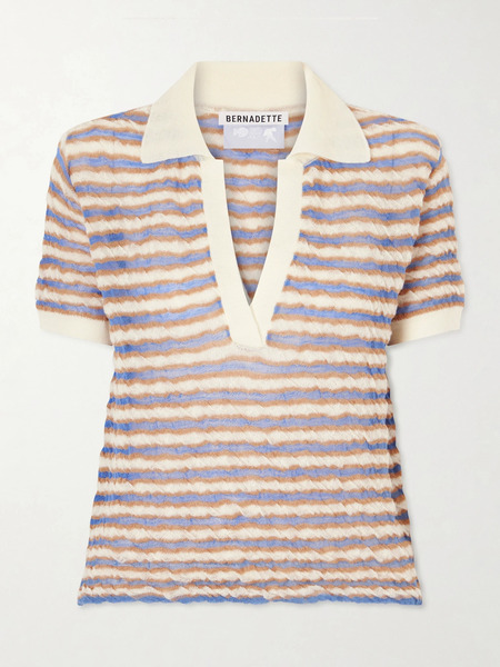  Bernadette Bernadette - Ophelia Striped Wool Polo Shirt - Beige 