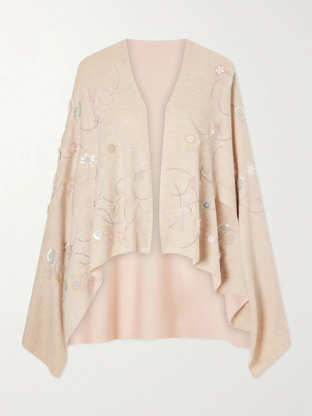  Bernadette Bernadette - Shirene Embellished Embroidered Cashmere-blend Cape - Beige 