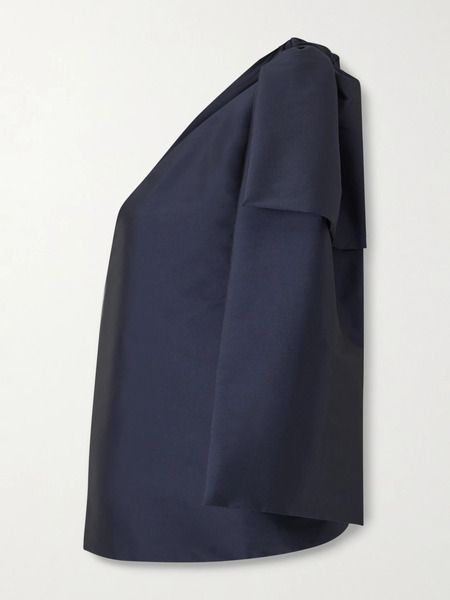  Bernadette Bernadette - Winnie One-shoulder Bow-detailed Taffeta Top - Navy 