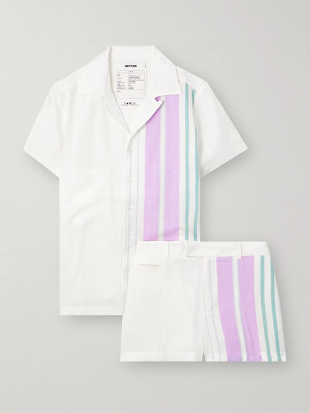  Bettter Bettter - Aaron Striped Linen Shirt And Shorts Set - Multi 