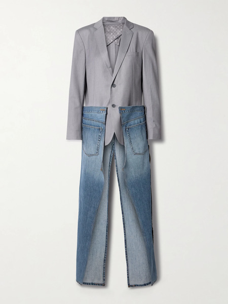  Bettter Bettter - Denicoat Convertible Wool-blend And Denim Coat - Gray 
