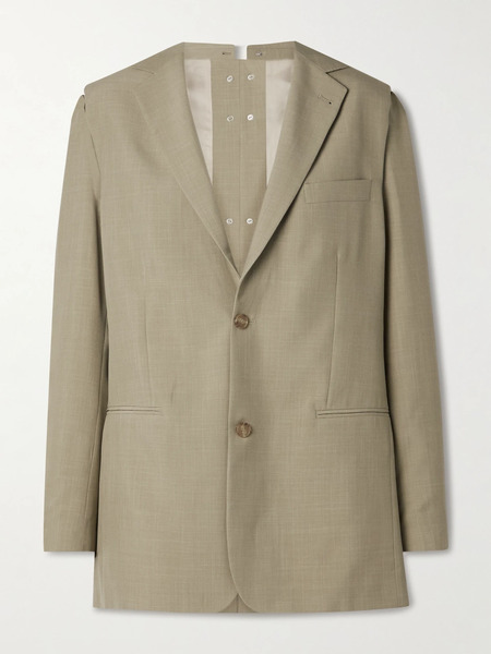  Bettter Bettter - + Net Sustain Dina Convertible Wool-blend Blazer - Green 