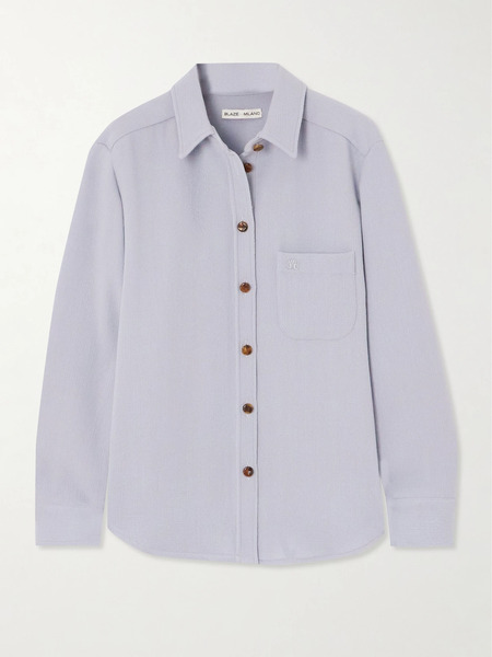  Blazé Milano Blazé Milano - Anabas Embroidered Wool-crepe Shirt - Light Blue 
