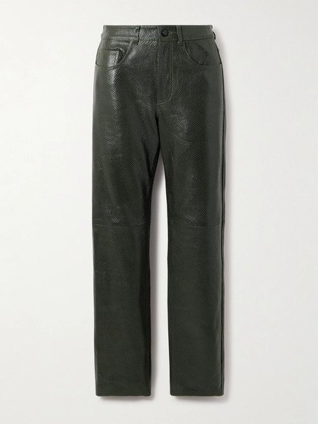  Blazé Milano Blazé Milano - Emera Snake-effect Leather Straight-leg Pants - Green 