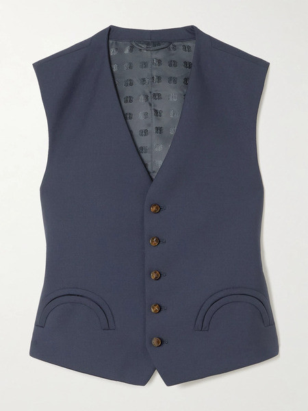  Blazé Milano Blazé Milano - First Class Feral Wool And Mohair-blend Vest - Navy 