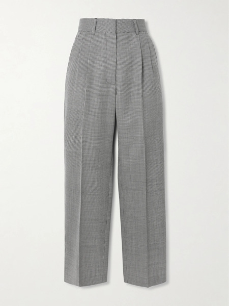  Blazé Milano Blazé Milano - Fox Pleated Houndstooth Wool-twill Straight-leg Pants - Light Gray 