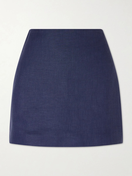  Blazé Milano Blazé Milano - Nightbreak Linen, Wool And Silk-blend Mini Skirt - Navy 