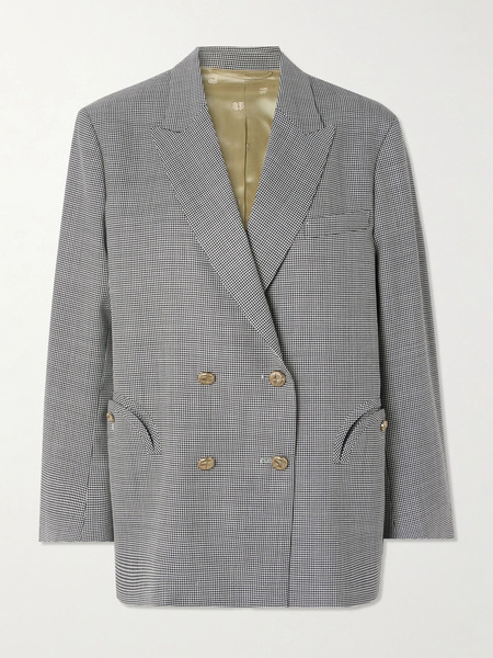  Blazé Milano Blazé Milano - Regal Nightbreak Double-breasted Houndstooth Wool Blazer - Gray 