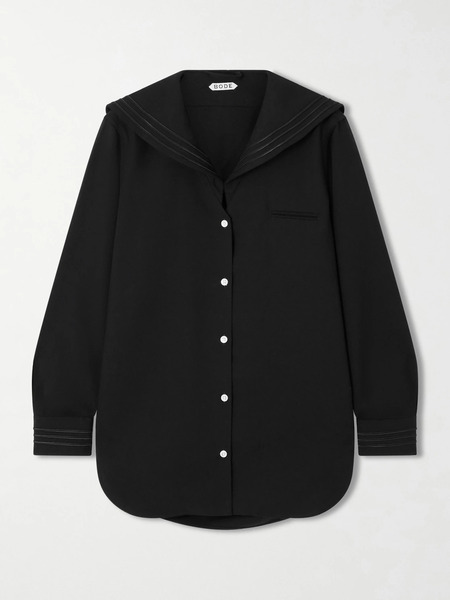  Bode Bode - Astor Wool-crepe Blouse - Black 