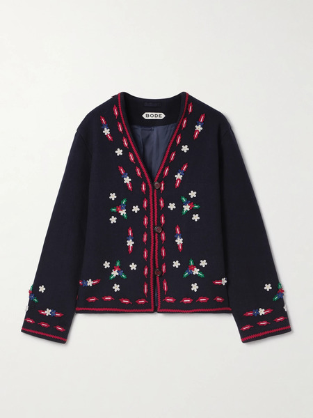  Bode Bode - Carroll Appliquéd Wool Felt Jacket - Navy 