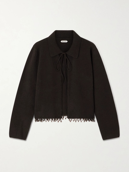  Bode Bode - Embellished Wool And Cashmere-blend Cardigan - Dark Brown 