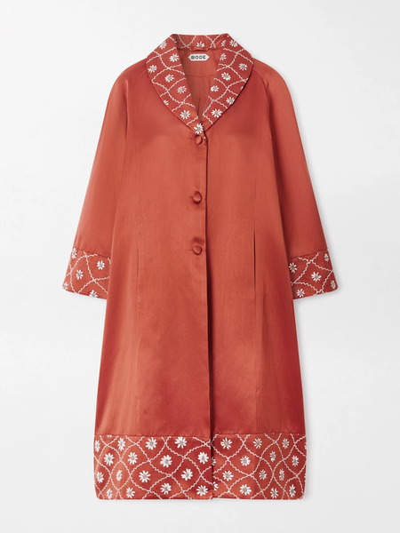  Bode Bode - Embroidered Cotton And Silk-blend Coat - Orange 