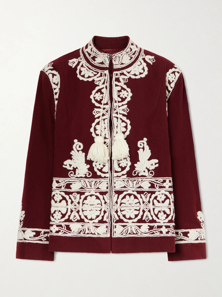  Bode Bode - Estate Embroidered Wool Jacket - Burgundy 