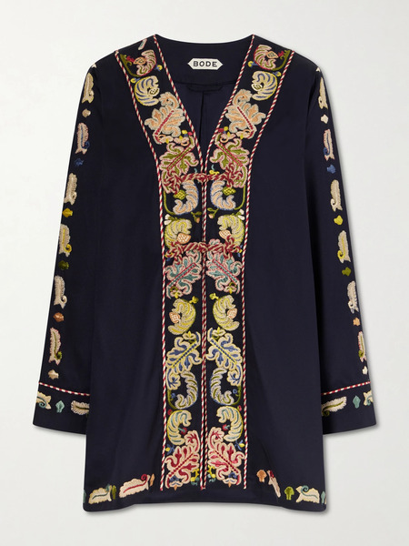  Bode Bode - Feather Runner Embroidered Cotton-blend Twill Jacket - Black 