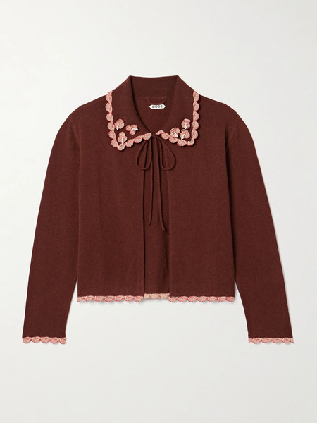  Bode Bode - Rookie Embellished Wool And Cashmere-blend Cardigan - Chocolate 