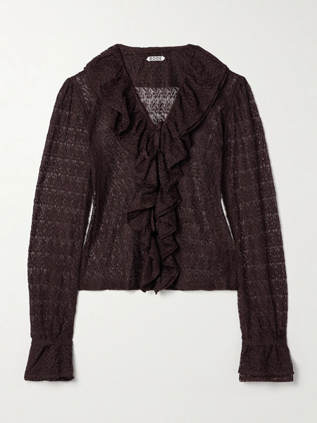  Bode Bode - Ruffled Lace Blouse - Brown 