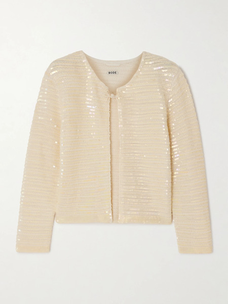  Bode Bode - Sequin-embellished Wool Cardigan - Ivory 