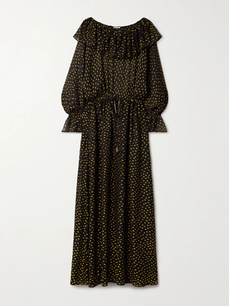  Bode Bode - Stadium Ruffled Fil Coupé Silk-blend Chiffon Gown - Black 