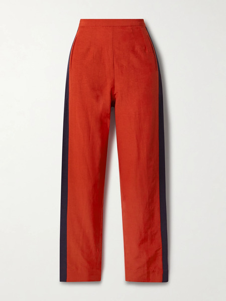 Bode Bode - Waterfront Cropped Striped Crepe Straight-leg Pants - Red 