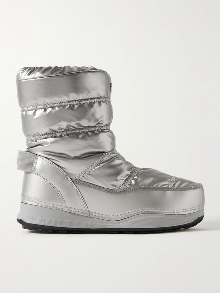  Bogner Bogner - La Plagne 19 Leather-trimmed Quilted Metallic Shell Snow Boots - Silver 