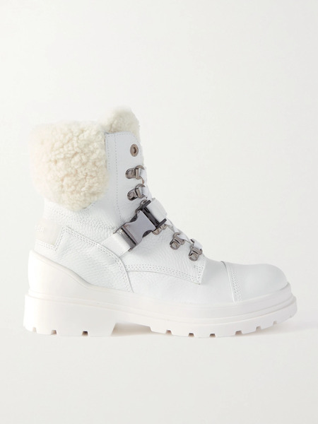  Bogner Bogner - St. Moritz Buckled Shearling-lined Textured-leather Ankle Boots - White 