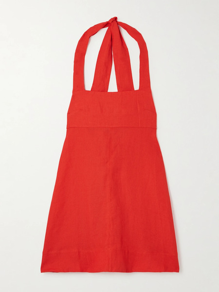  Bondi Born Bondi Born - Delphi Organic Linen Halterneck Mini Dress - Red 