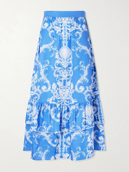  Borgo De Nor Borgo De Nor - Paulina Printed Cotton Midi Skirt - Blue 