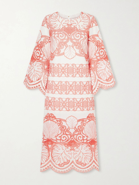  Borgo De Nor Borgo De Nor - Seraphina Broderie Anglaise Cotton-blend Poplin Midi Dress - Multi 