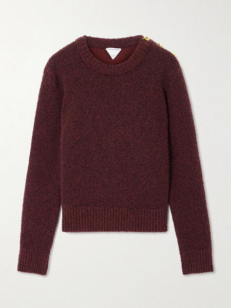  Bottega Veneta Bottega Veneta - Button-detailed Wool-blend Bouclé Sweater - Red 