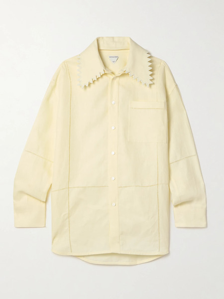  Bottega Veneta Bottega Veneta - Embroidered Linen Shirt - Cream 