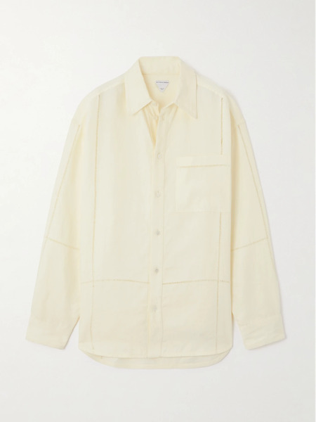  Bottega Veneta Bottega Veneta - Embroidered Linen Shirt - Ivory 