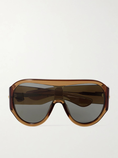  Bottega Veneta Eyewear Bottega Veneta Eyewear - Aviator-style Acetate Sunglasses - Brown 