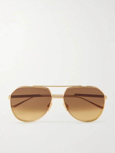  Bottega Veneta Eyewear Bottega Veneta Eyewear - Aviator-style Metal Sunglasses - Gold 