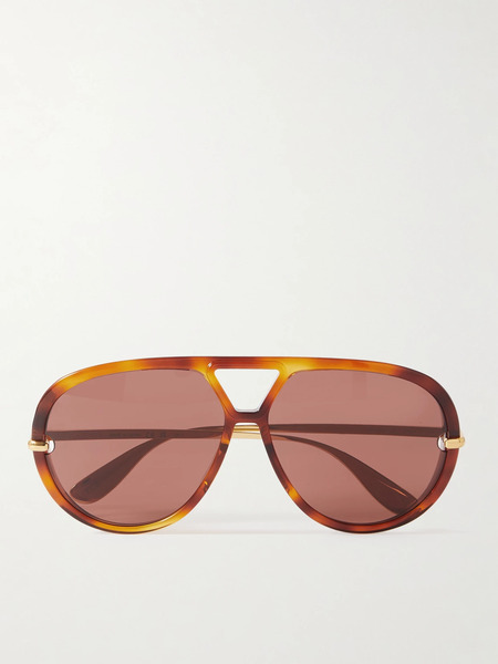 Bottega Veneta Eyewear Bottega Veneta Eyewear - Drop Oversized Aviator-style Tortoiseshell Recycled-acetate And Gold-tone Sunglasses - One Size 