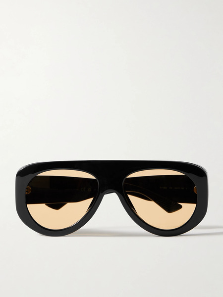  Bottega Veneta Eyewear Bottega Veneta Eyewear - Osservatorio Oversized Aviator-style Acetate Sunglasses - Black 