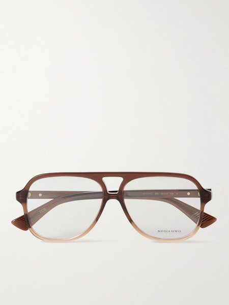  Bottega Veneta Eyewear Bottega Veneta Eyewear - Ribbon Aviator-style Acetate Optical Glasses - Brown 