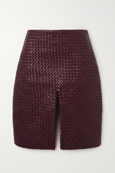  Bottega Veneta Bottega Veneta - Intrecciato Leather Skirt - Red 