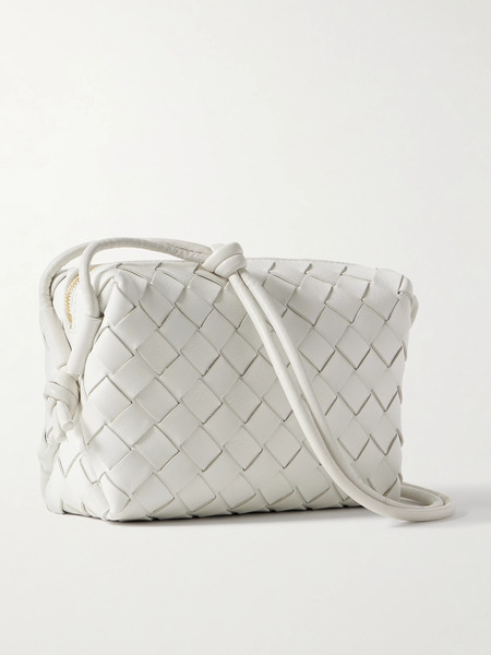  Bottega Veneta Bottega Veneta - Loop Mini Intrecciato Leather Shoulder Bag - White 