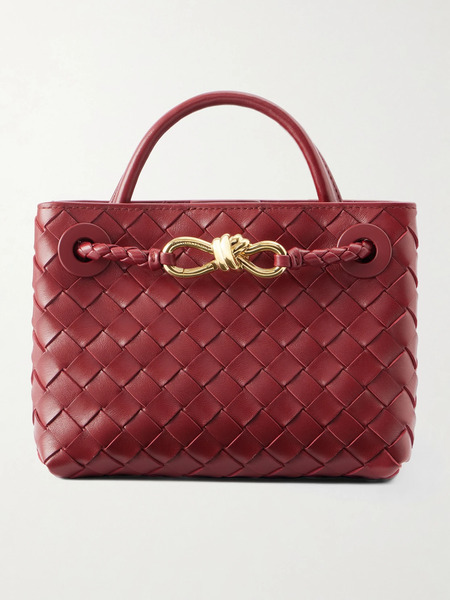  Bottega Veneta Bottega Veneta - Mini Andiamo Intrecciato Leather Tote - Red 