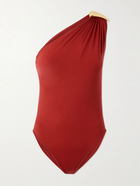  Bottega Veneta Bottega Veneta - One-shoulder Embellished Swimsuit - Red 