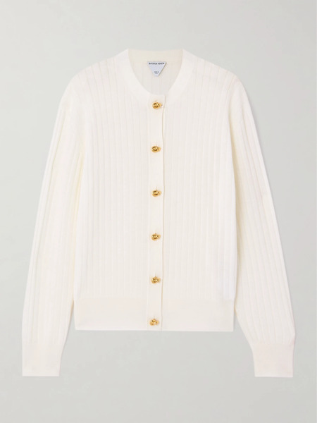  Bottega Veneta Bottega Veneta - Ribbed Wool Cardigan - Off-white 